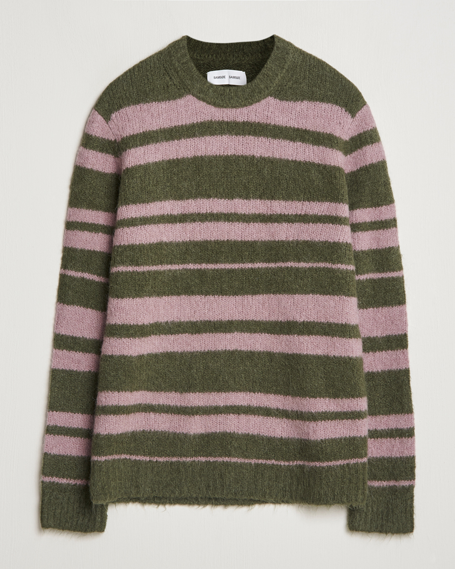 Herre | Trøjer | Samsøe Samsøe | Arin Mohair Striped Sweater Green/Pink