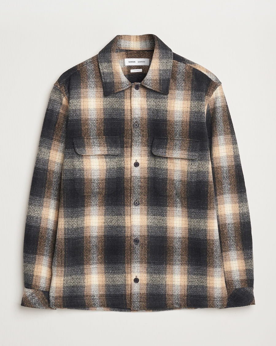 Herre | Skjorter | Samsøe Samsøe | Castor Checked Overshirt Petrified Brown