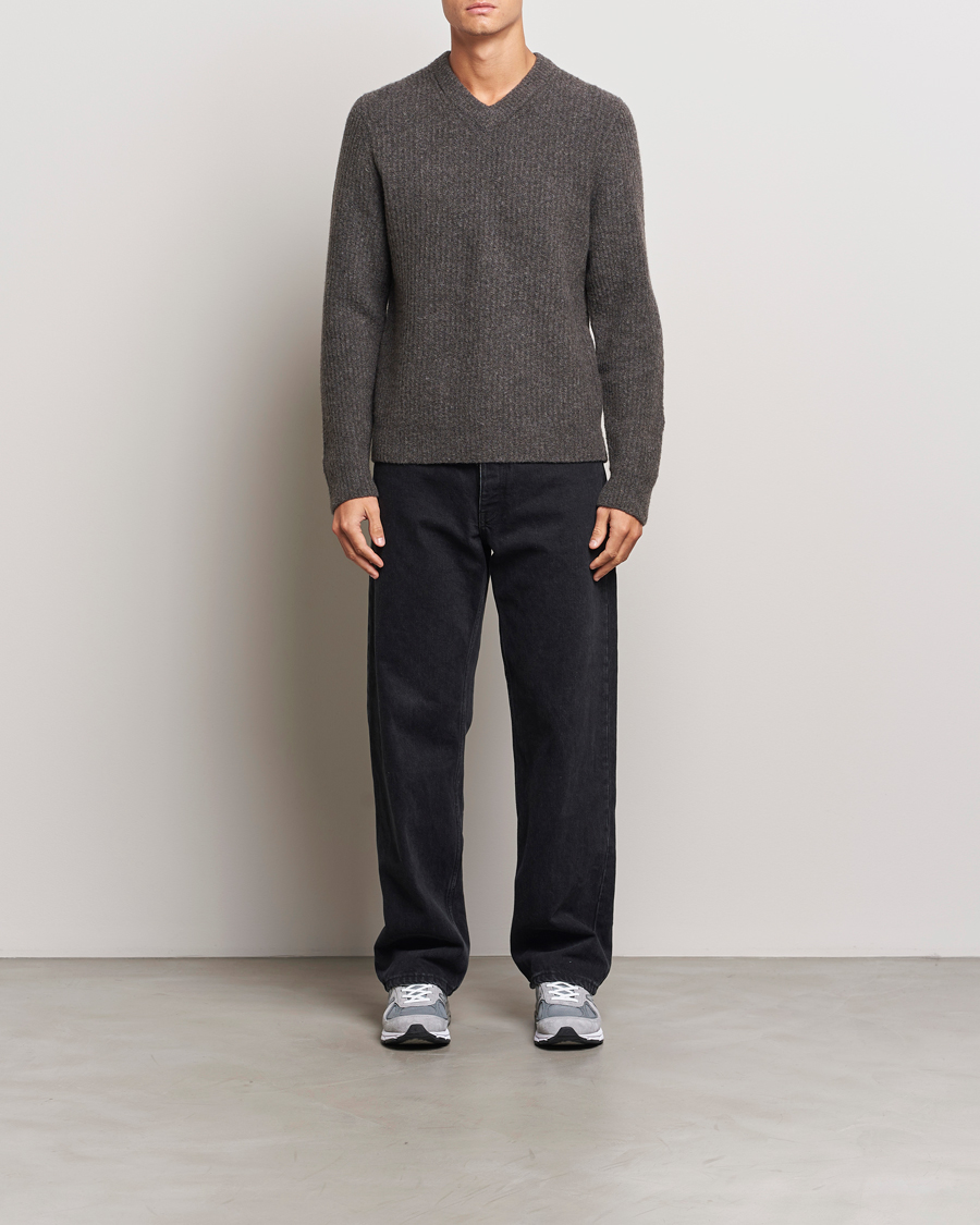 Herre | Trøjer | Samsøe Samsøe | Koji Rib Knitted V-Neck Volcanic Ash