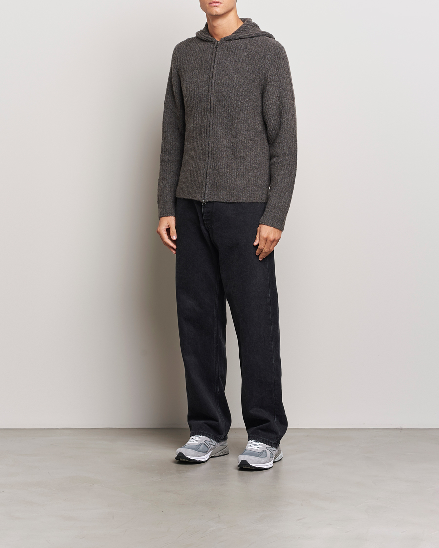 Herre | Trøjer | Samsøe Samsøe | Koji Rib Knitted Hooded Full Zip Volcanic Ash