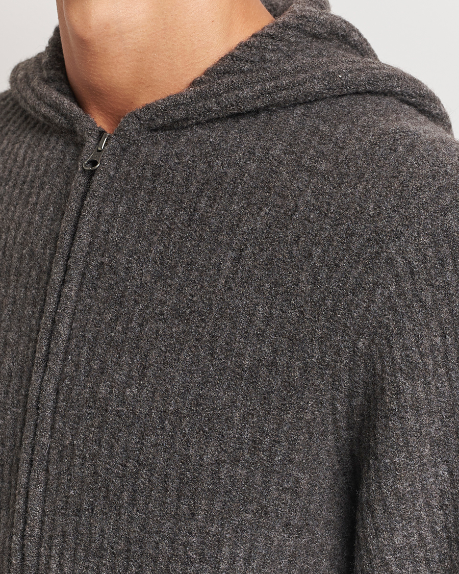 Herre | Trøjer | Samsøe Samsøe | Koji Rib Knitted Hooded Full Zip Volcanic Ash