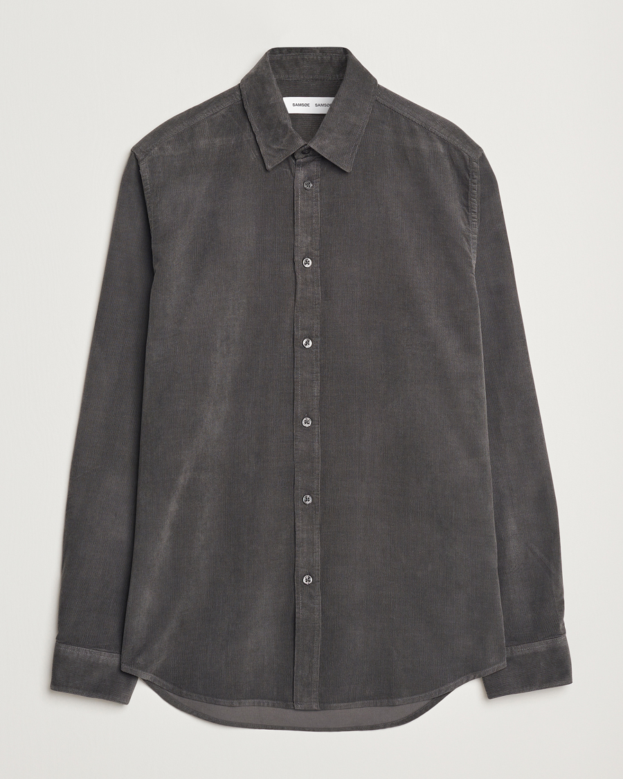 Herre | Skjorter | Samsøe Samsøe | Liam Baby Cord Shirt Volcanic Ash