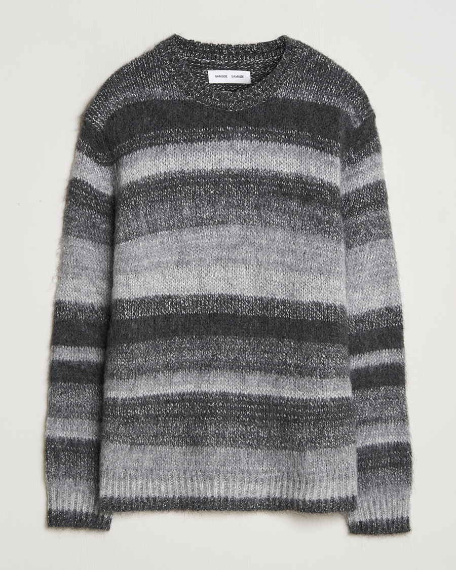 Herre | Trøjer | Samsøe Samsøe | Saarin Mohair Striped Sweater Grey
