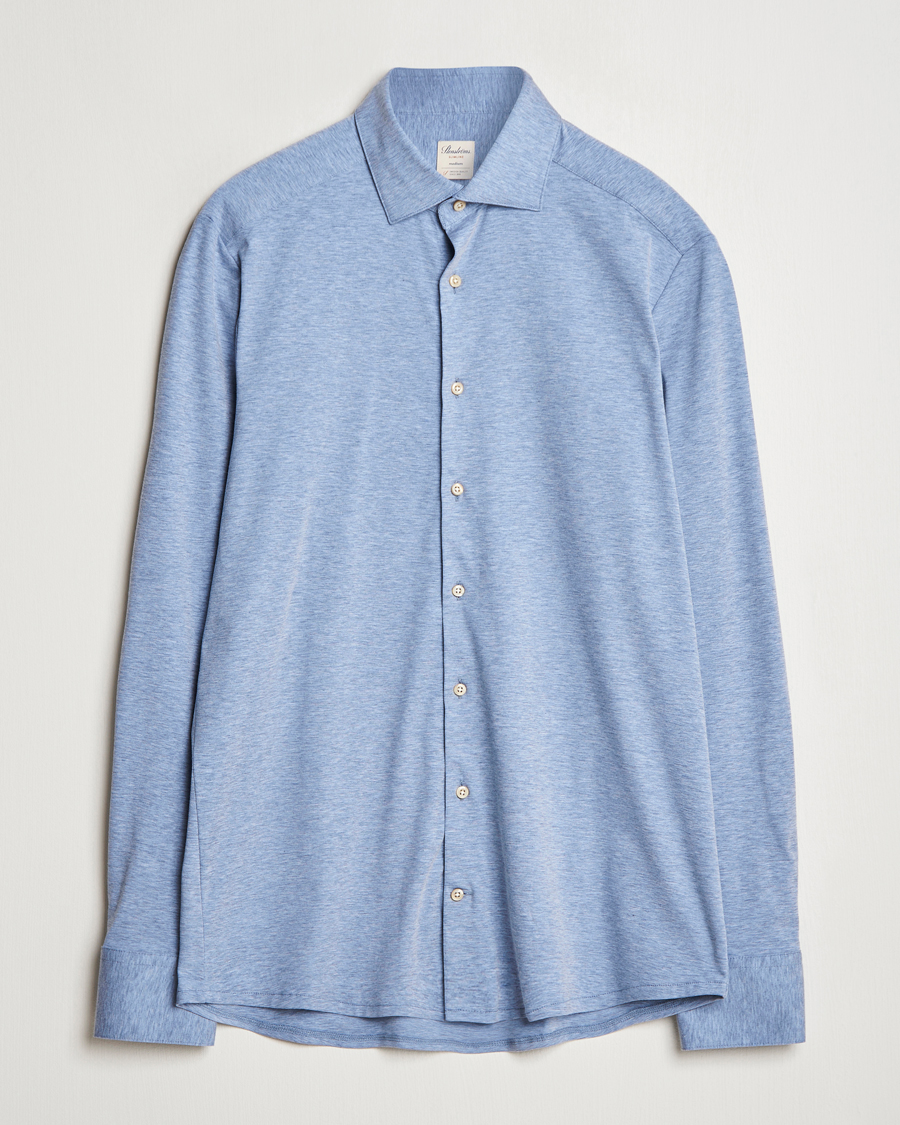 Herre | Skjorter | Stenströms | Slimline 4-Way Stretch Jersey Shirt Blue