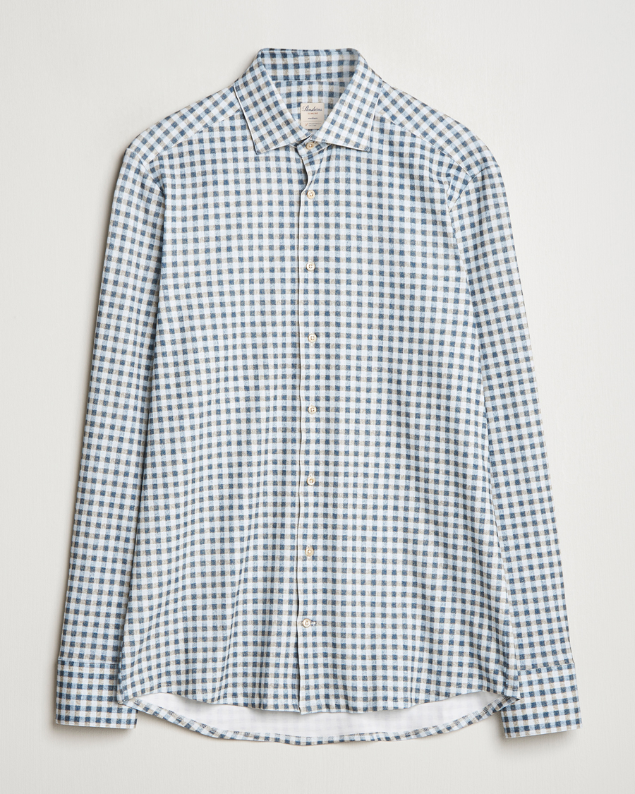 Herre | Skjorter | Stenströms | Slimline 4-Way Stretch Checked Shirt Blue