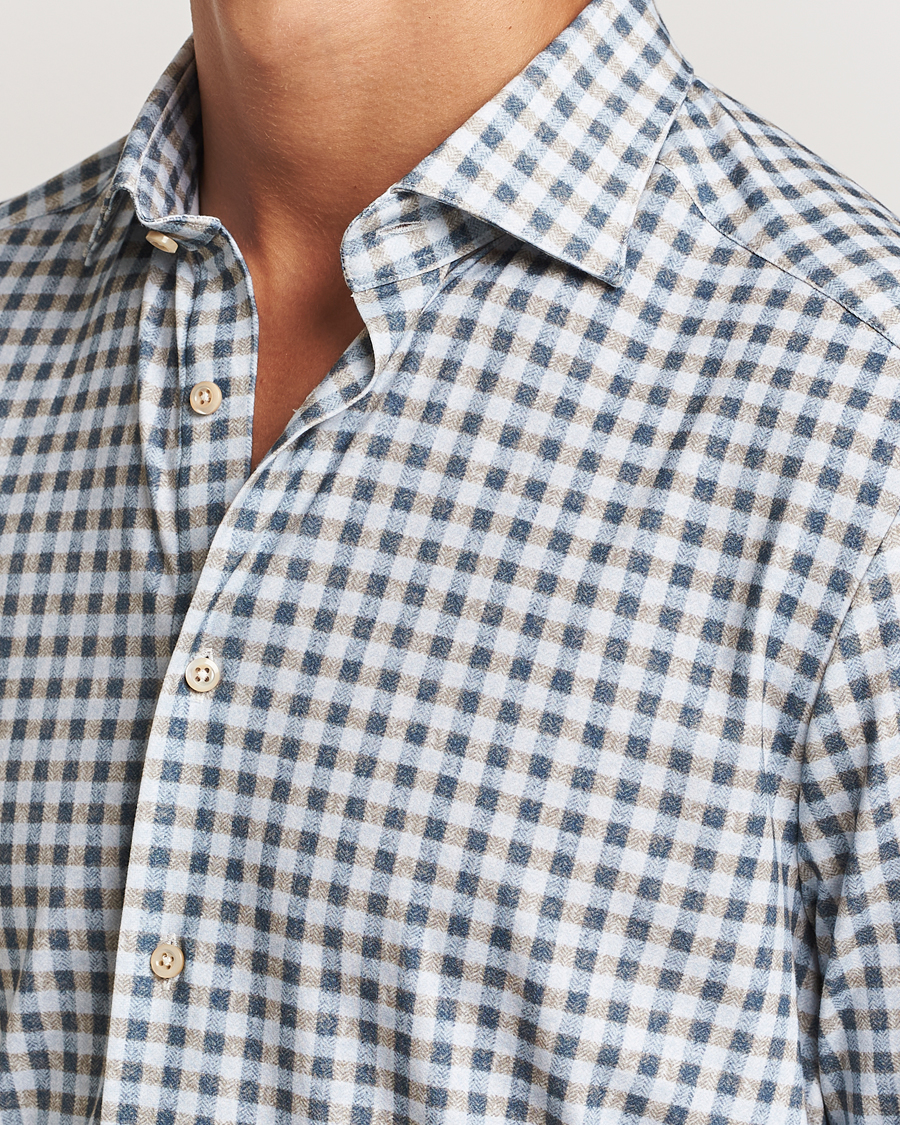 Herre | Skjorter | Stenströms | Slimline 4-Way Stretch Checked Shirt Blue