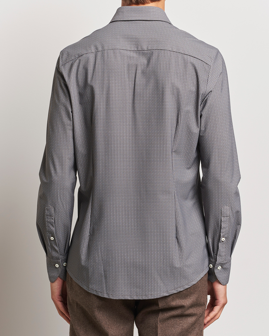 Herre | Skjorter | Stenströms | Slimline 4-Way Stretch Print Shirt Brown
