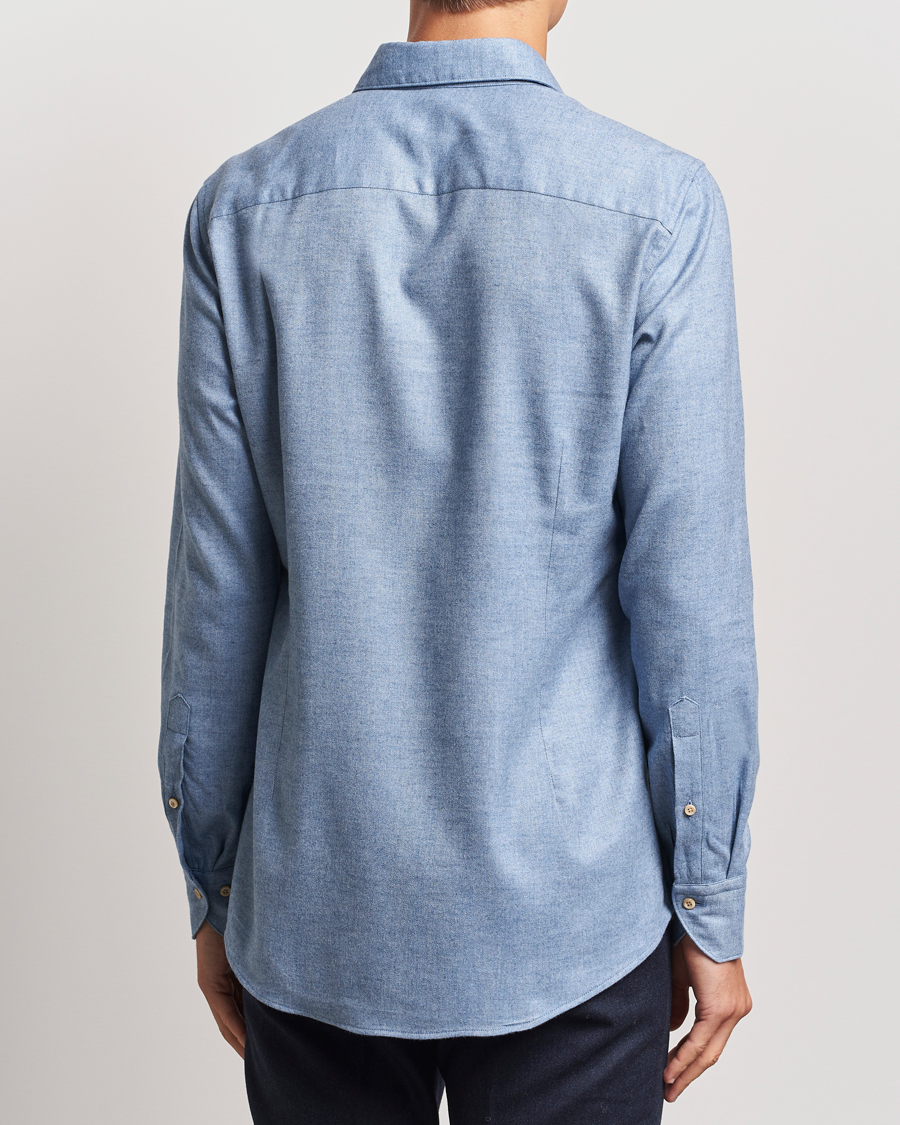 Herre | Skjorter | Stenströms | Slimline Brushed Cotton/Lyocell Cut Away Shirt Blue