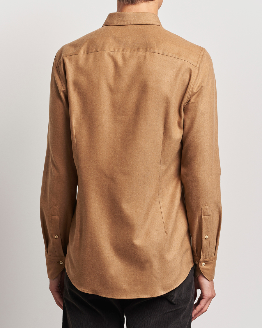 Herre | Skjorter | Stenströms | Slimline Brushed Cotton/Lyocell Cut Away Shirt Brown