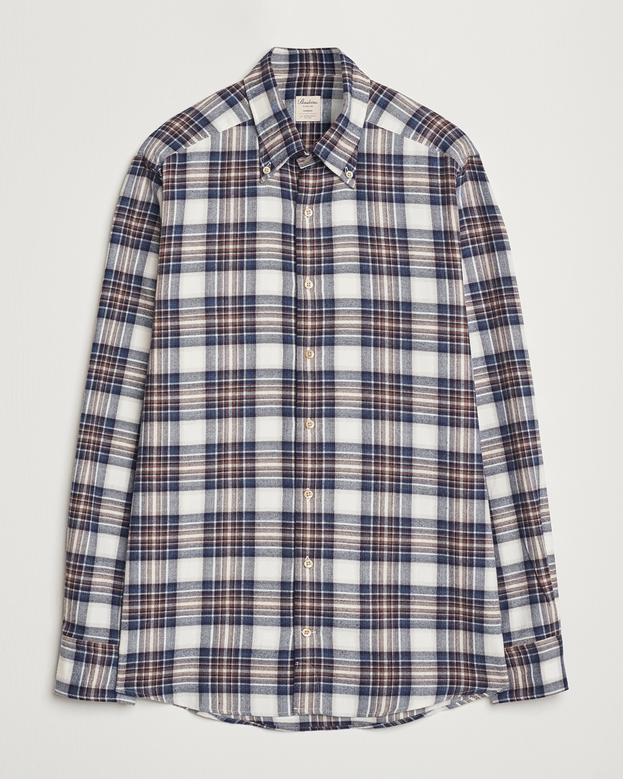 Herre | Skjorter | Stenströms | Slimline Flannel Big Checked Shirt Blue/Brown
