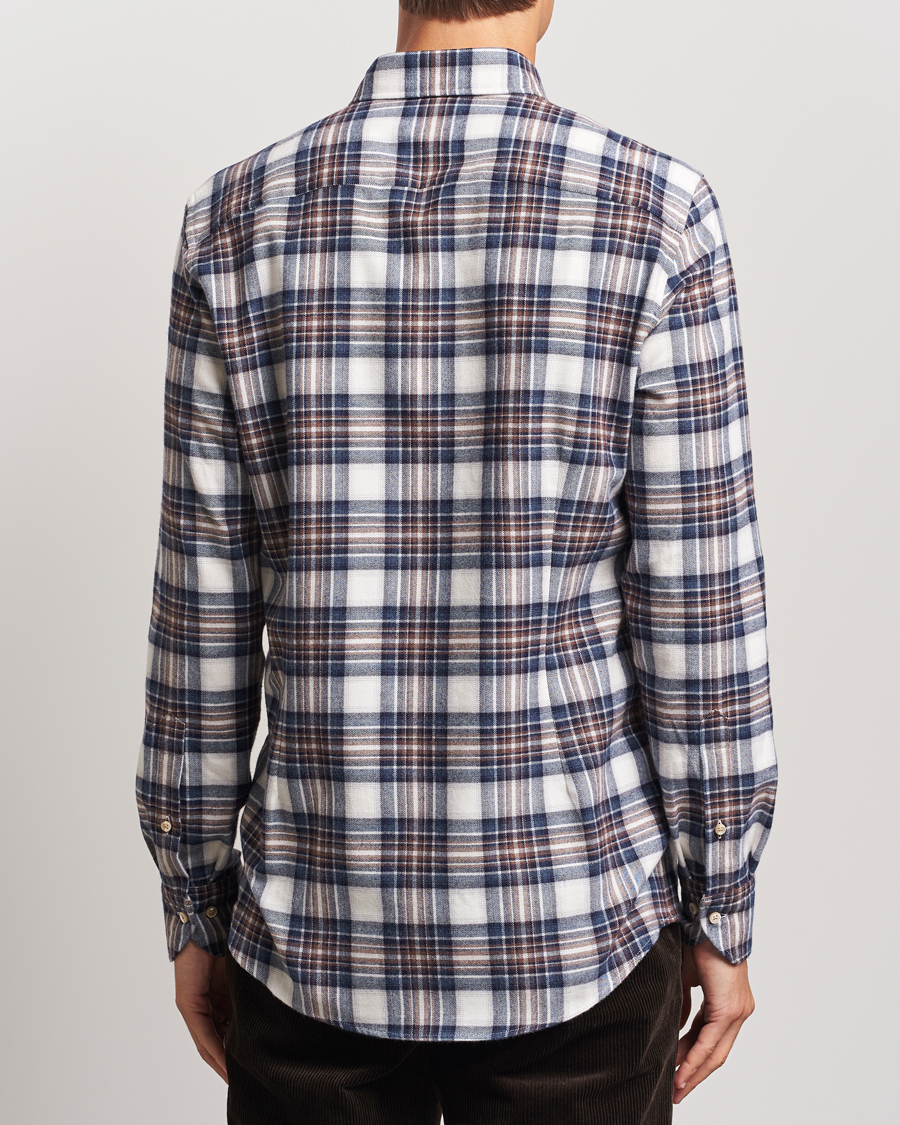 Herre | Skjorter | Stenströms | Slimline Flannel Big Checked Shirt Blue/Brown