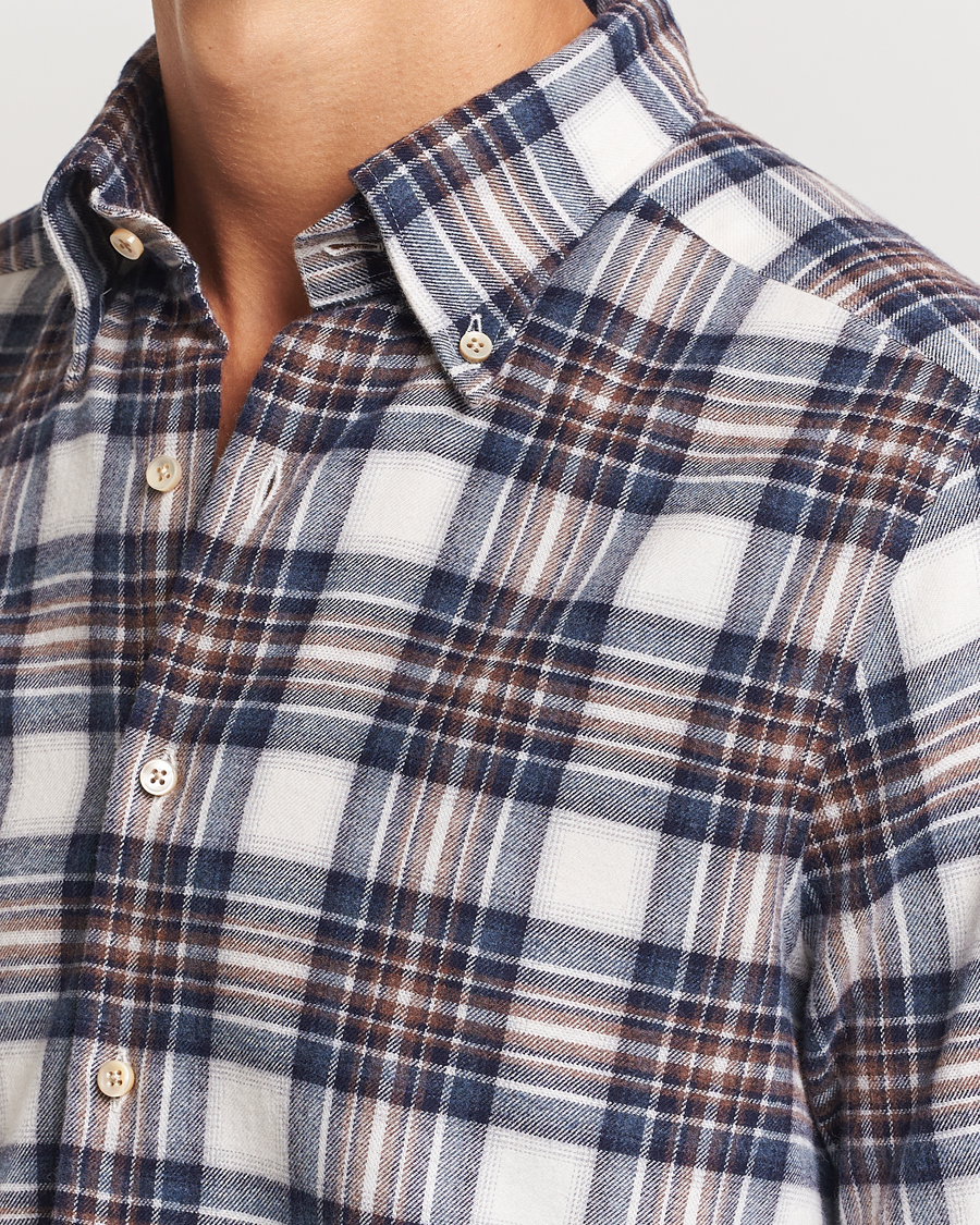 Herre | Skjorter | Stenströms | Slimline Flannel Big Checked Shirt Blue/Brown