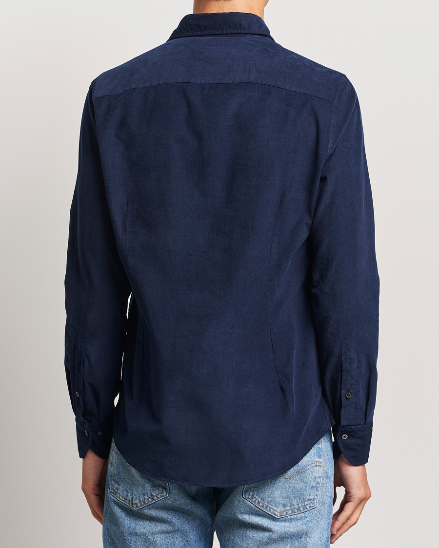 Herre | Skjorter | Stenströms | Slimline Cut Away Cord Shirt Blue