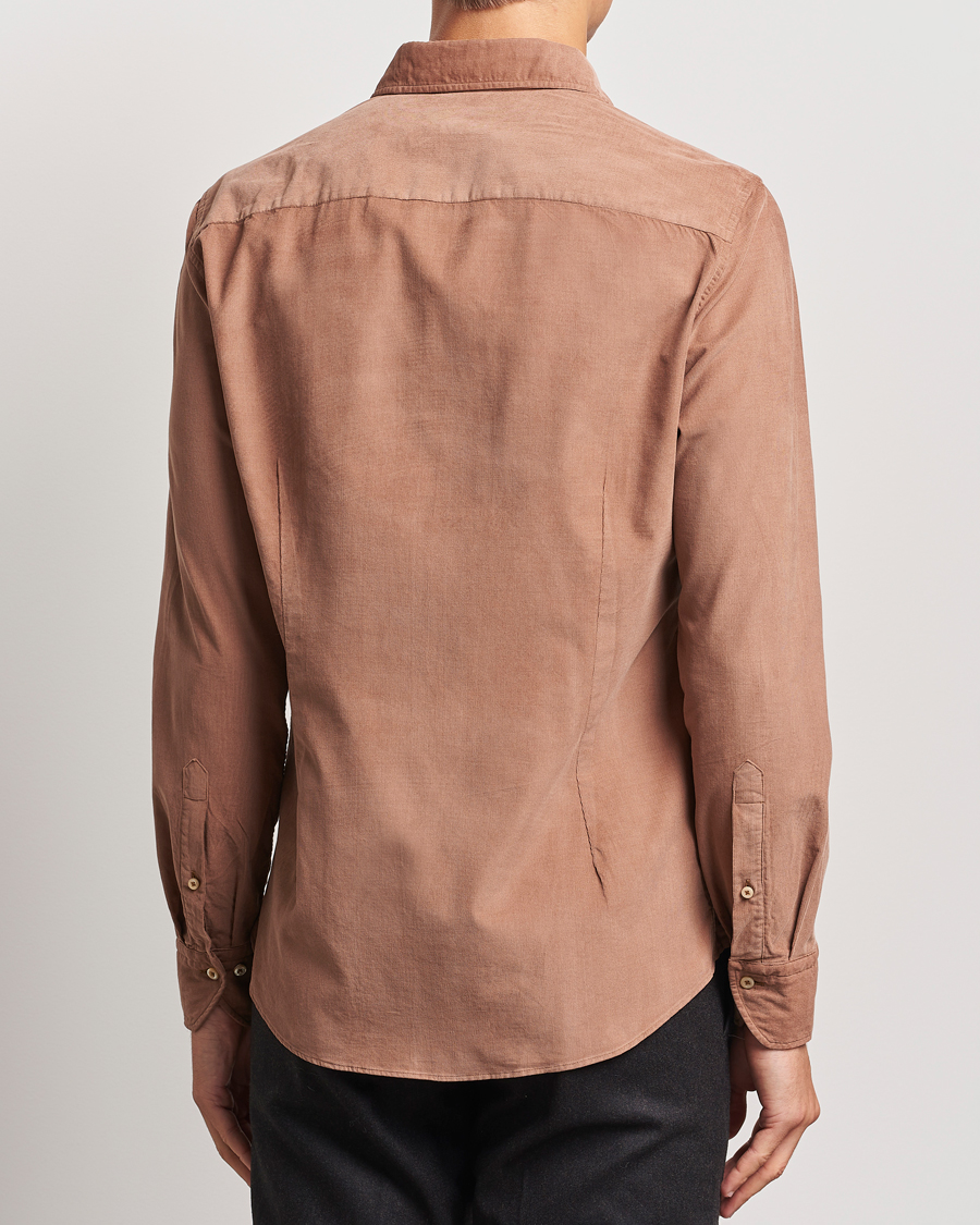 Herre | Skjorter | Stenströms | Slimline Cut Away Cord Shirt Light Brown
