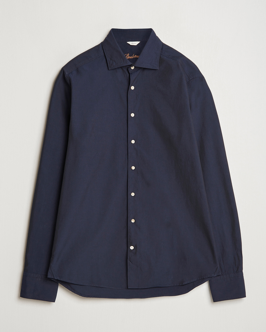 Herre | Skjorter | Stenströms | Slimline Cut Away Washed Twill Shirt Navy