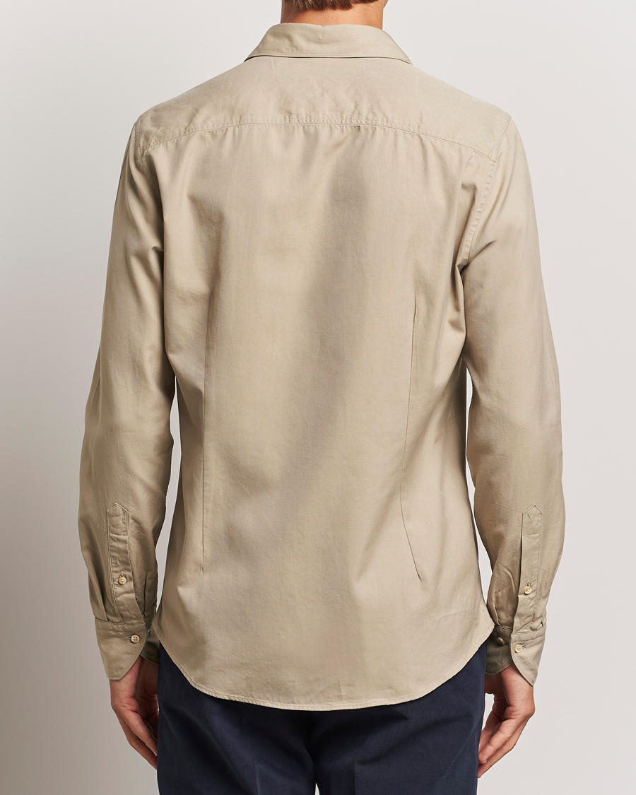 Herre | Skjorter | Stenströms | Slimline Cut Away Washed Twill Shirt Beige