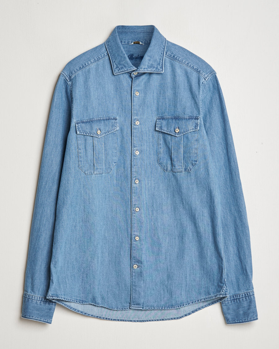Herre | Skjorter | Stenströms | Slimline Double Pocket Denim Shirt Blue