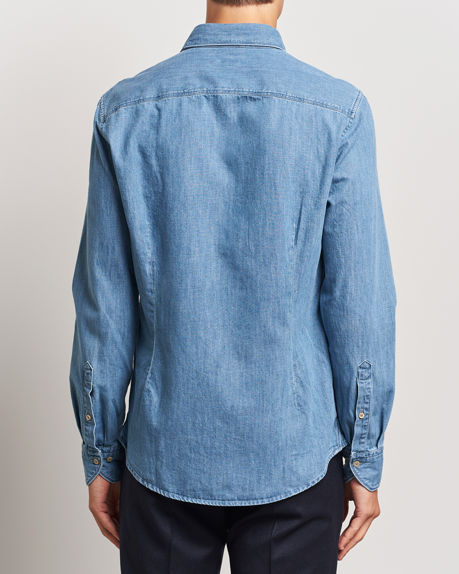 Herre | Skjorter | Stenströms | Slimline Double Pocket Denim Shirt Blue