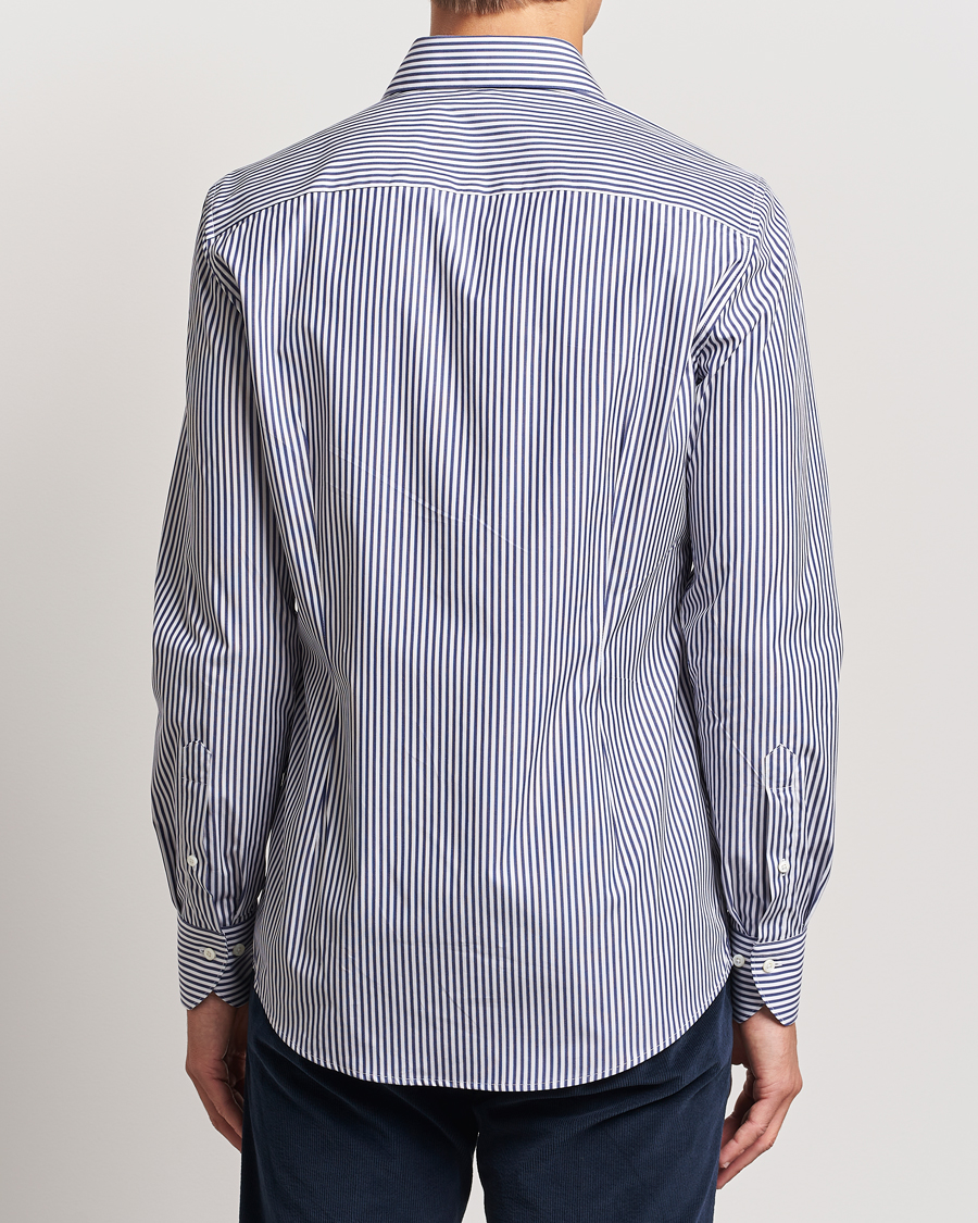Herre | Skjorter | Stenströms | Slimline Striped Poplin Cut Away Shirt Blue