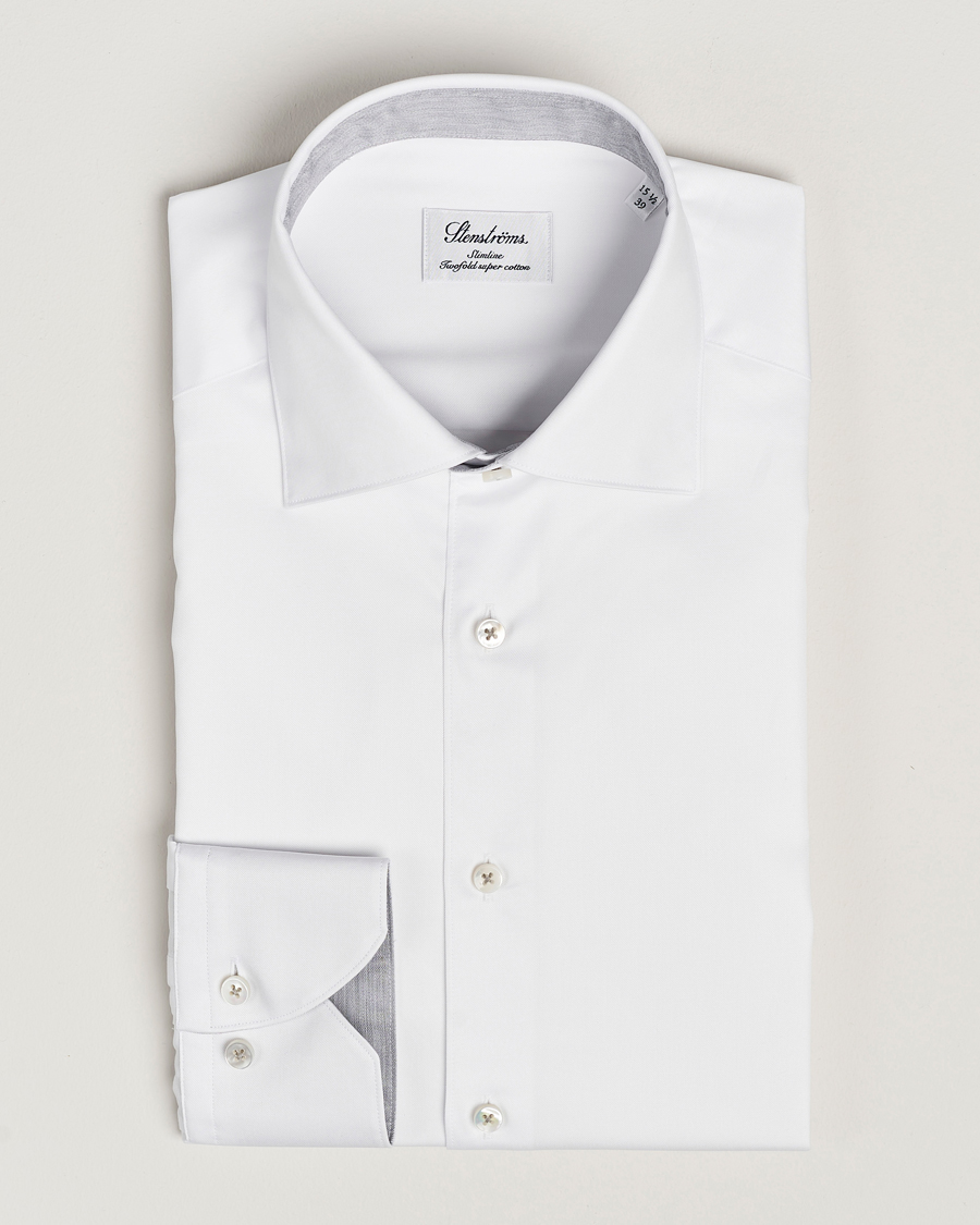 Herre | Skjorter | Stenströms | Slimline Contrast Cut Away Shirt White/Grey