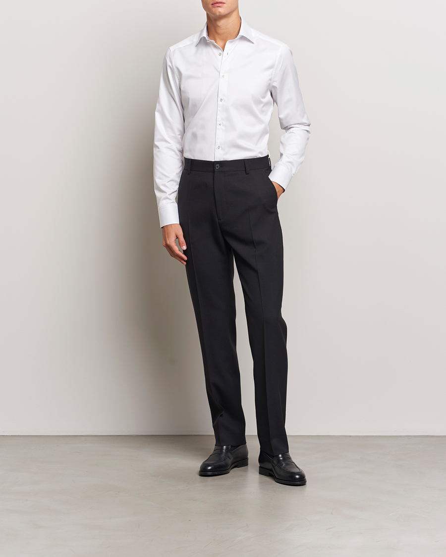Herre | Skjorter | Stenströms | Slimline Contrast Cut Away Shirt White/Grey