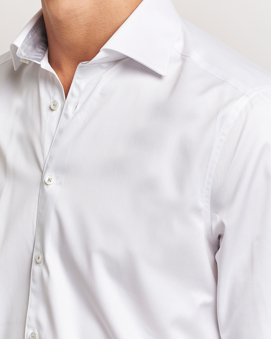 Herre | Skjorter | Stenströms | Slimline Contrast Cut Away Shirt White/Grey