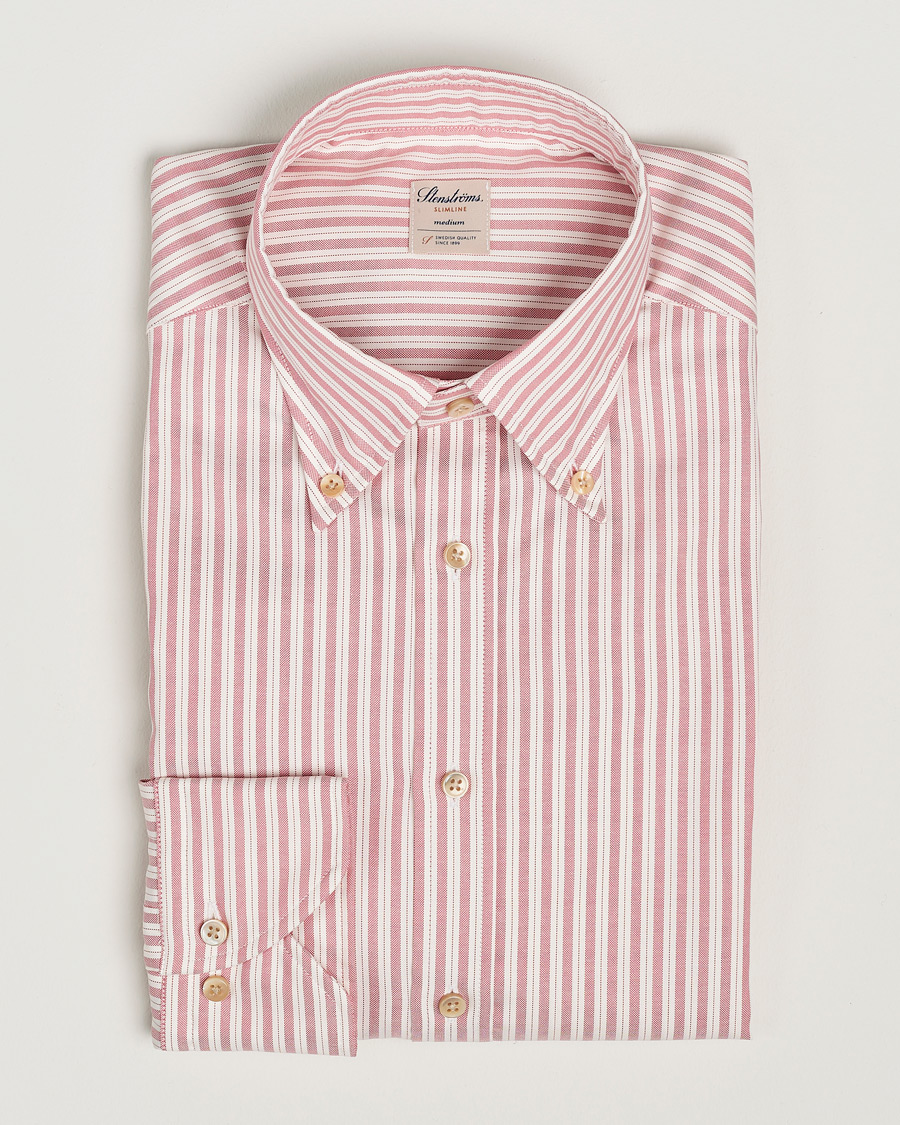 Herre | Skjorter | Stenströms | Slimline Vintage Stripe Oxford Shirt Red