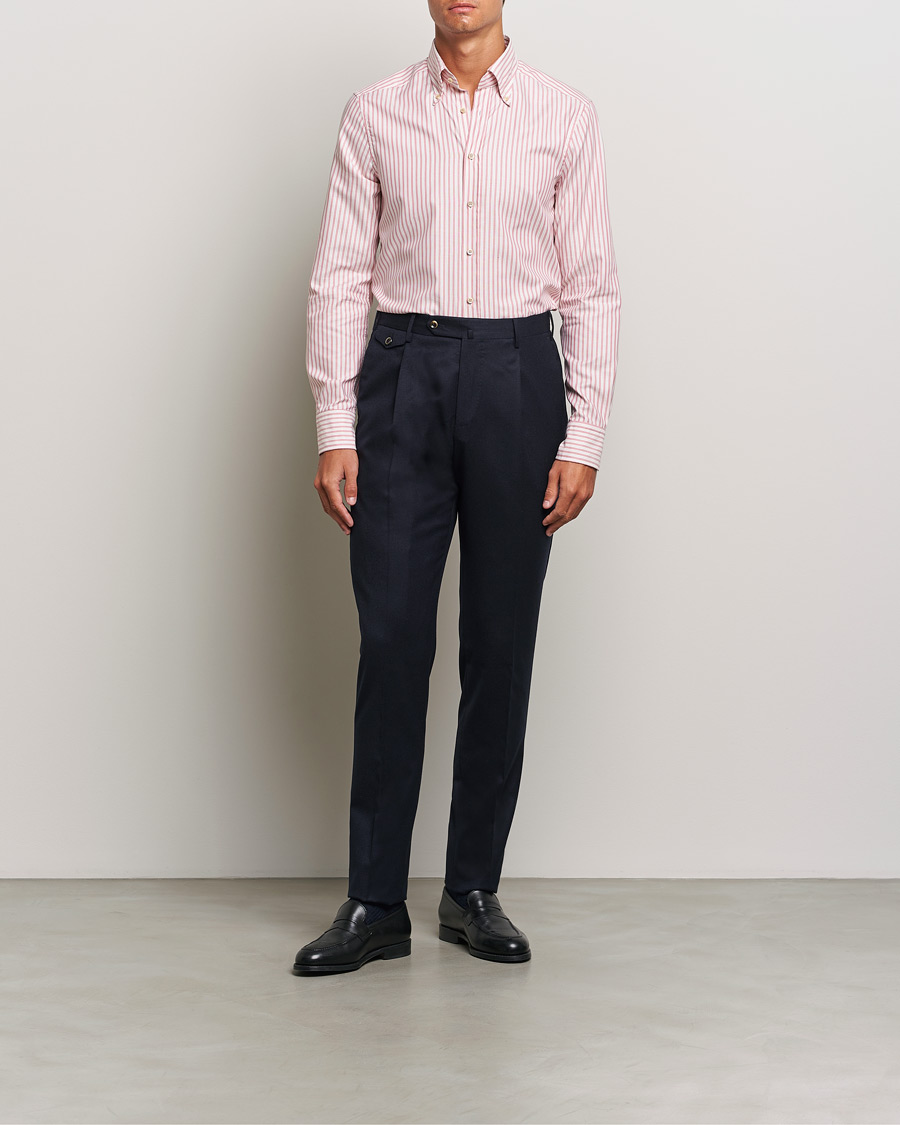 Herre | Skjorter | Stenströms | Slimline Vintage Stripe Oxford Shirt Red