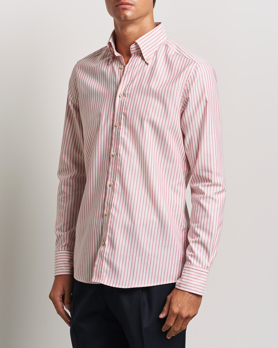Herre | Skjorter | Stenströms | Slimline Vintage Stripe Oxford Shirt Red