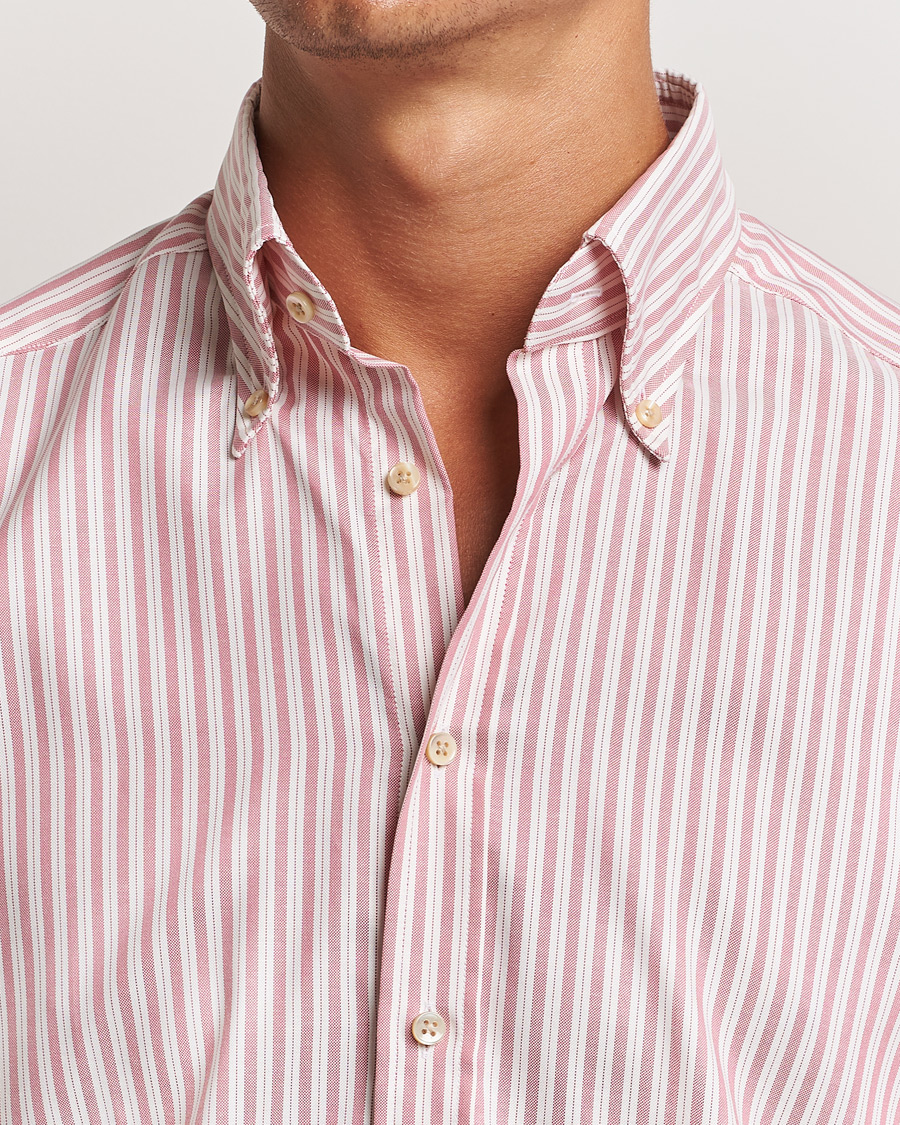 Herre | Skjorter | Stenströms | Slimline Vintage Stripe Oxford Shirt Red