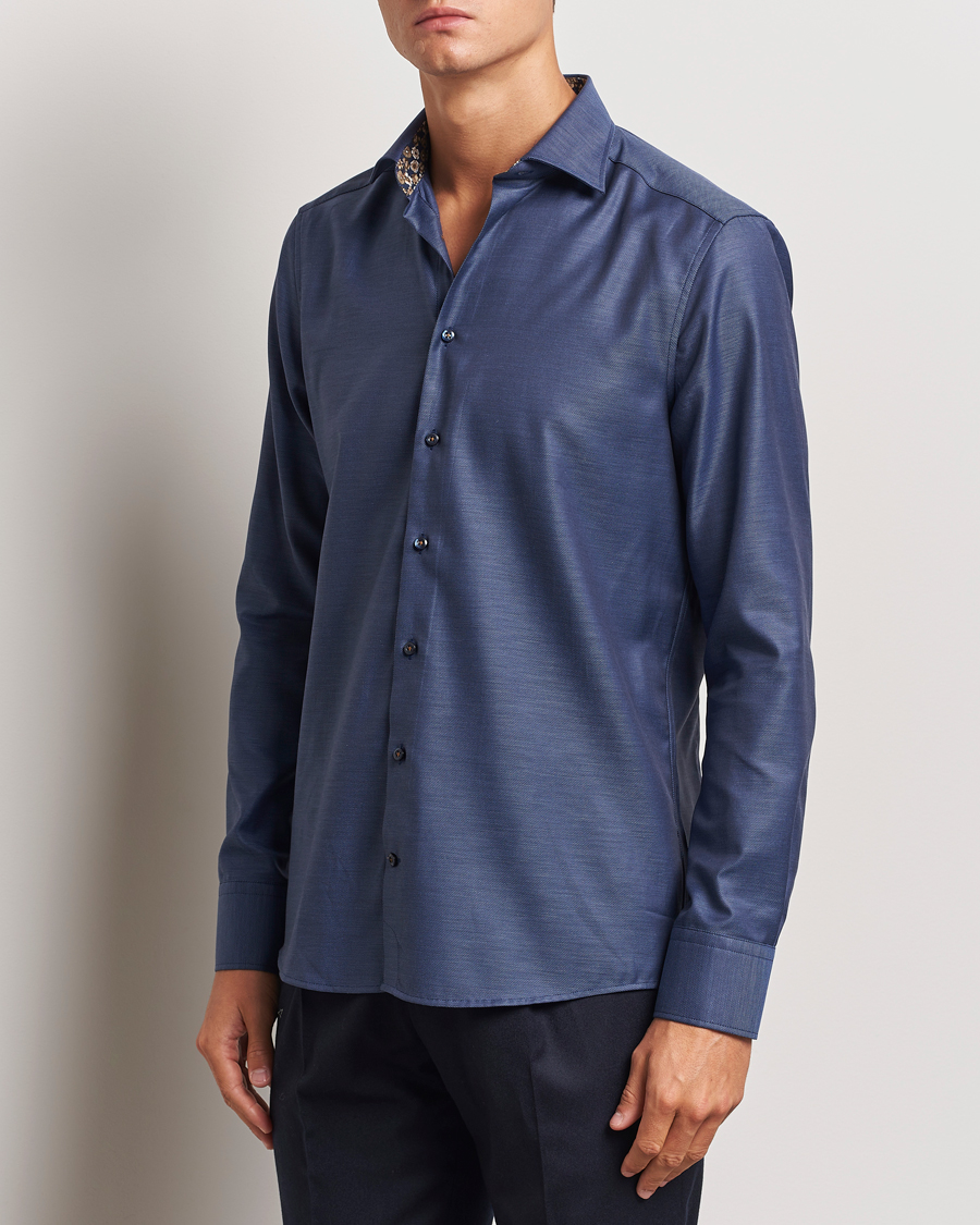 Herre | Skjorter | Stenströms | Slimline Twill Contrast Cut Away Shirt Navy