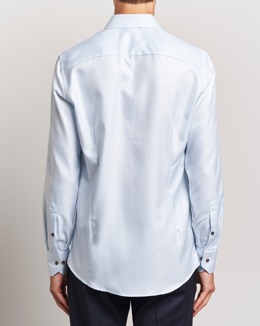 Herre | Skjorter | Stenströms | Slimline Houndstooth Contrast Shirt Blue