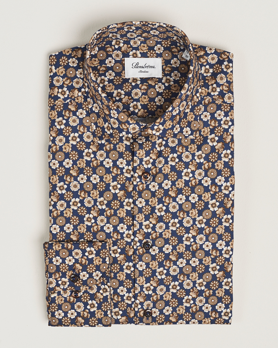 Herre | Skjorter | Stenströms | Slimline Printed Cut Away Shirt Blue