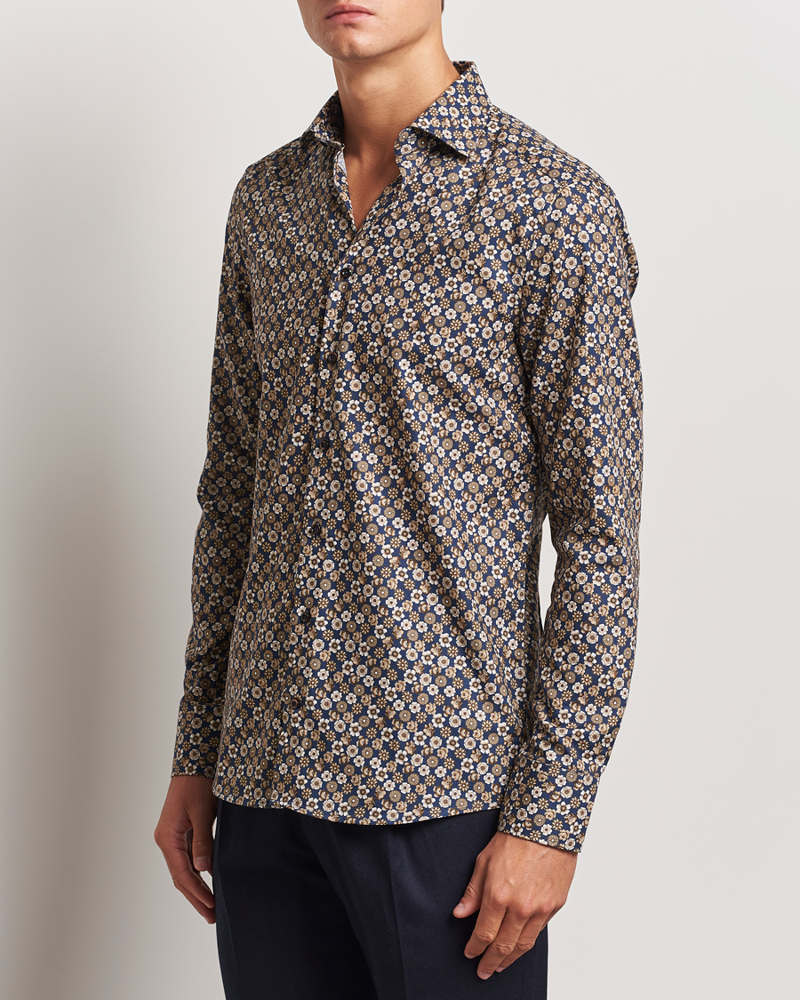 Herre | Skjorter | Stenströms | Slimline Printed Cut Away Shirt Blue