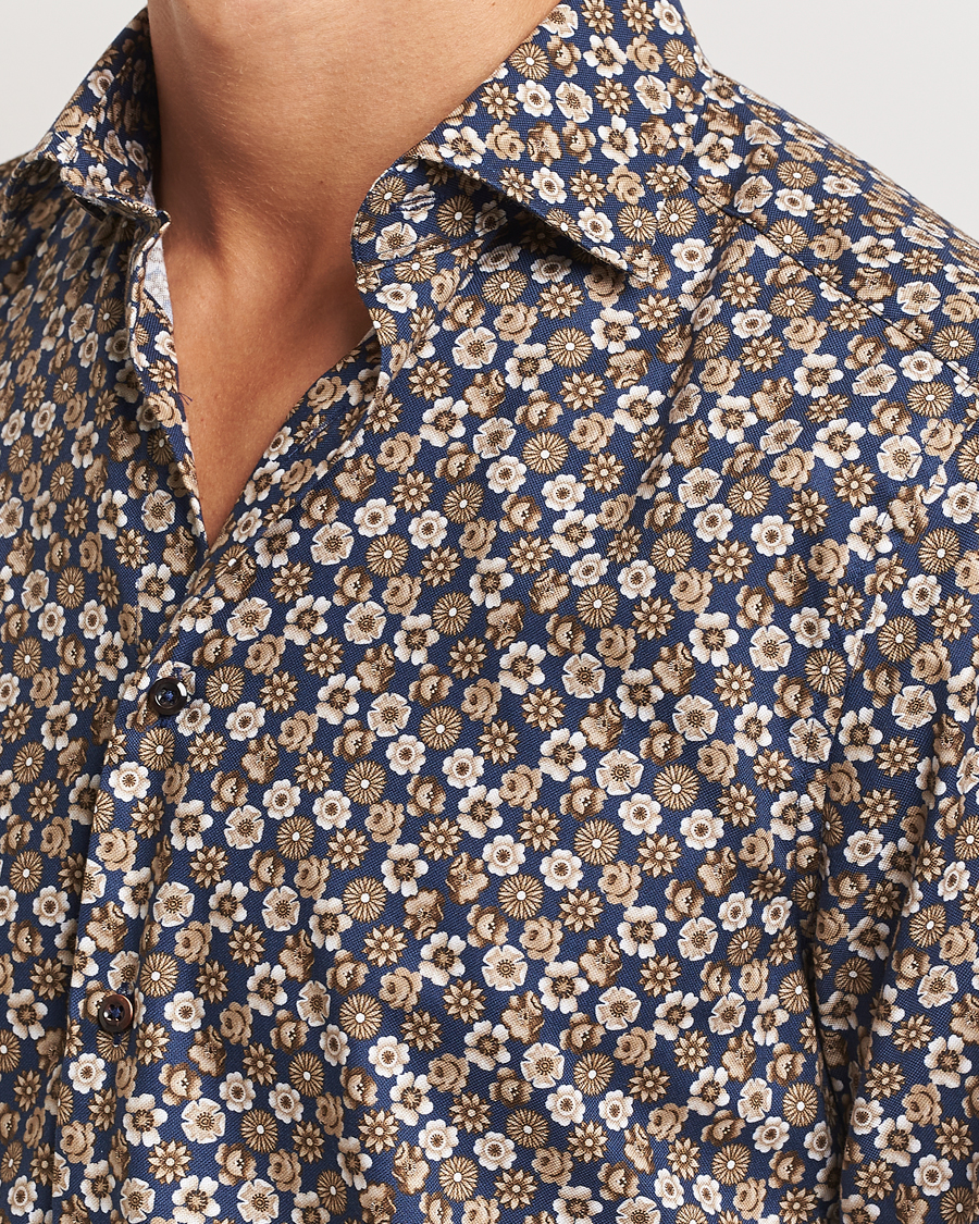 Herre | Skjorter | Stenströms | Slimline Printed Cut Away Shirt Blue