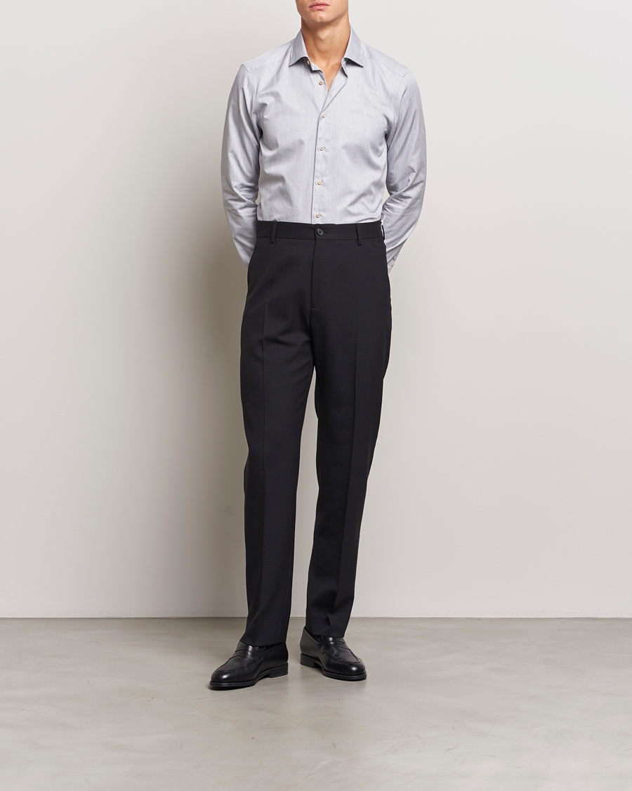 Herre | Skjorter | Stenströms | Slimline Twill Melange Cut Away Shirt Grey