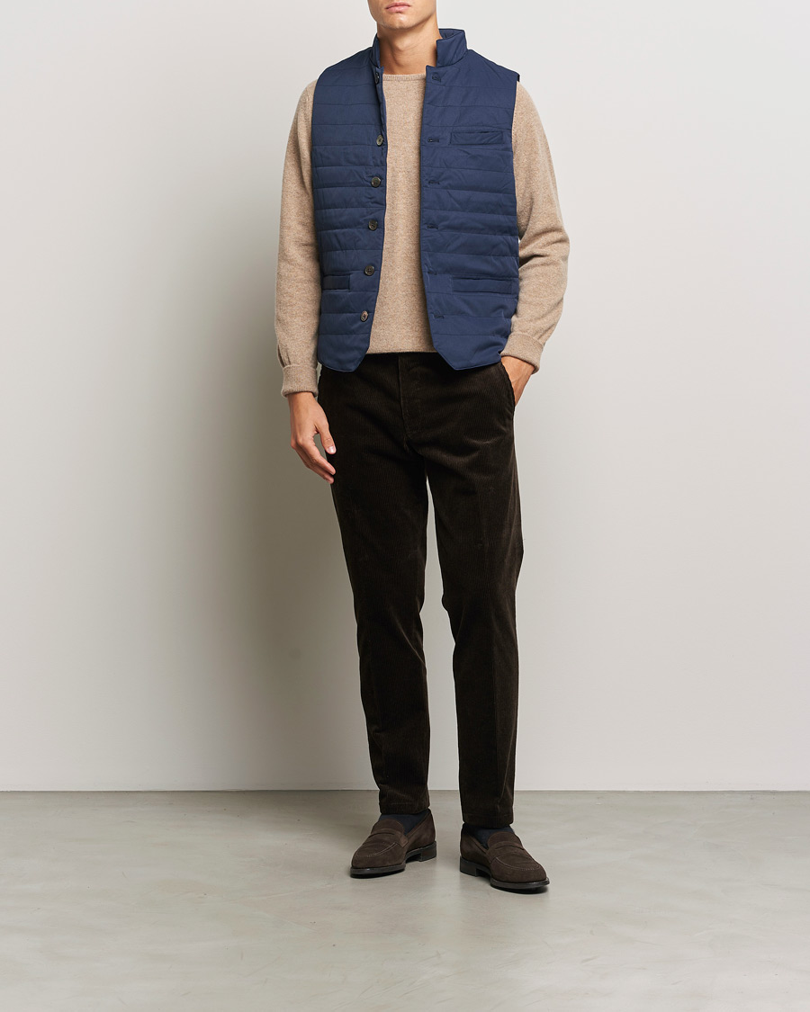 Herre | Jakker | Stenströms | Dressed Mid Layer Twill Gilet Navy