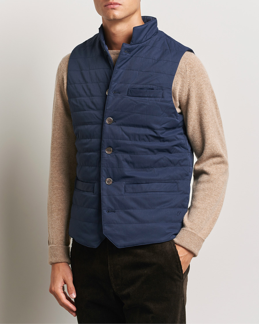 Herre | Jakker | Stenströms | Dressed Mid Layer Twill Gilet Navy