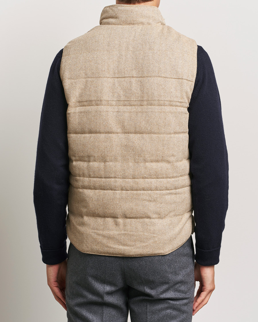 Herre | Jakker | Stenströms | Padded Herringbone Wool Vest Brown