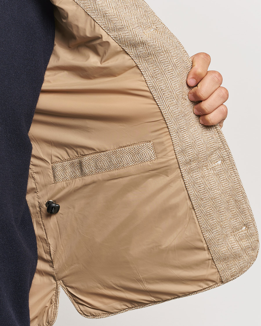 Herre | Jakker | Stenströms | Padded Herringbone Wool Vest Brown