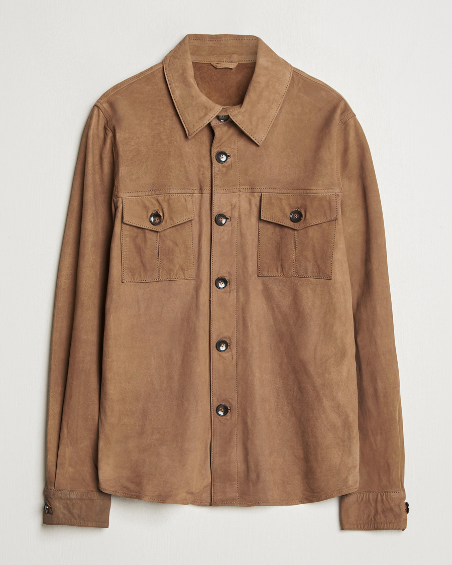 Herre | Skjorter | Stenströms | Lamb Suede Overshirt Brown