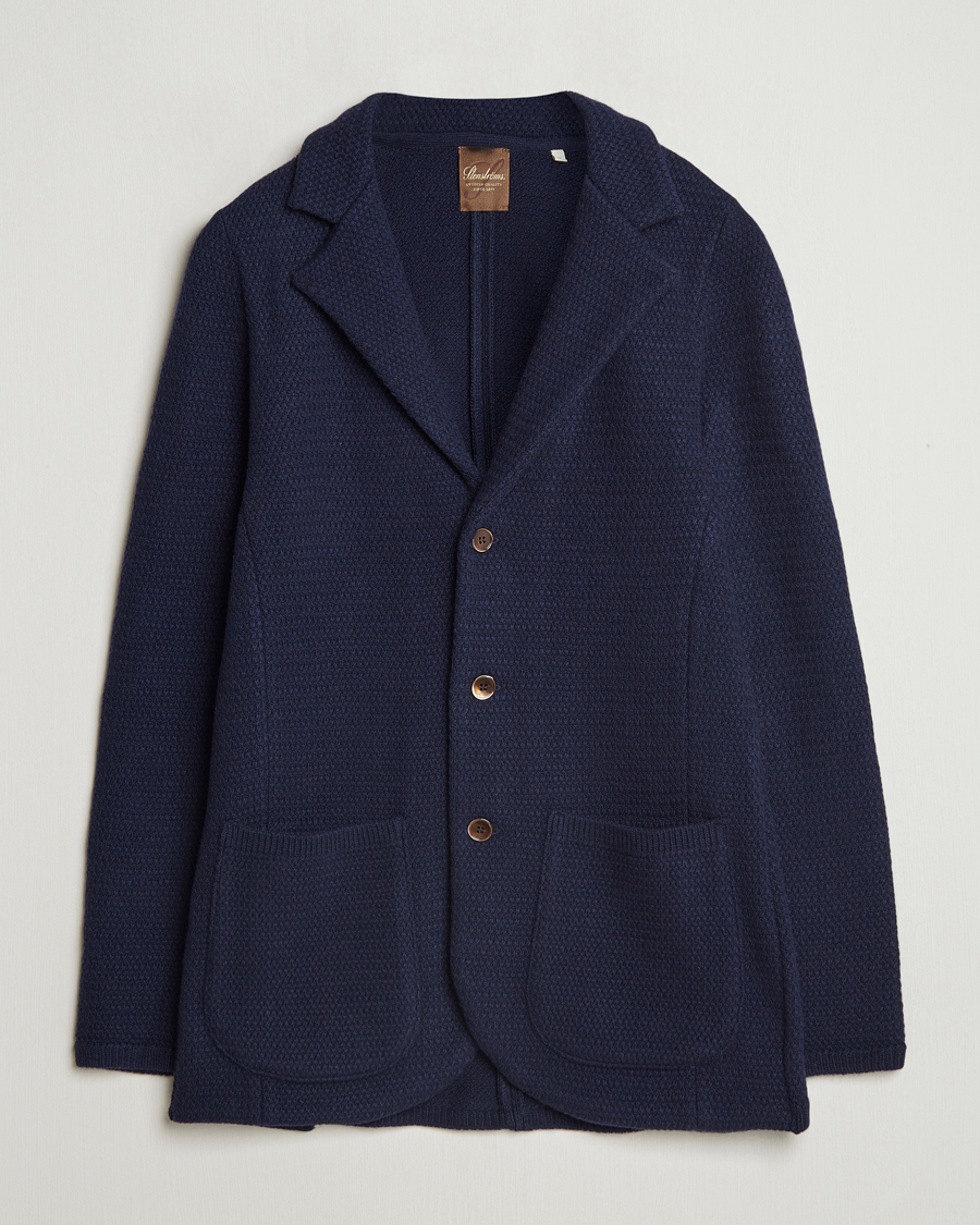 Herre | Blazere & jakker | Stenströms | Knitted Textured Merino Wool Blazer Navy