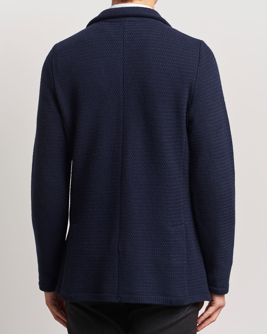 Herre | Blazere & jakker | Stenströms | Knitted Textured Merino Wool Blazer Navy