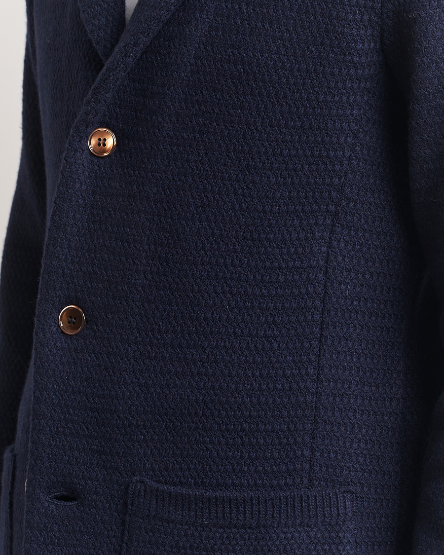 Herre | Blazere & jakker | Stenströms | Knitted Textured Merino Wool Blazer Navy