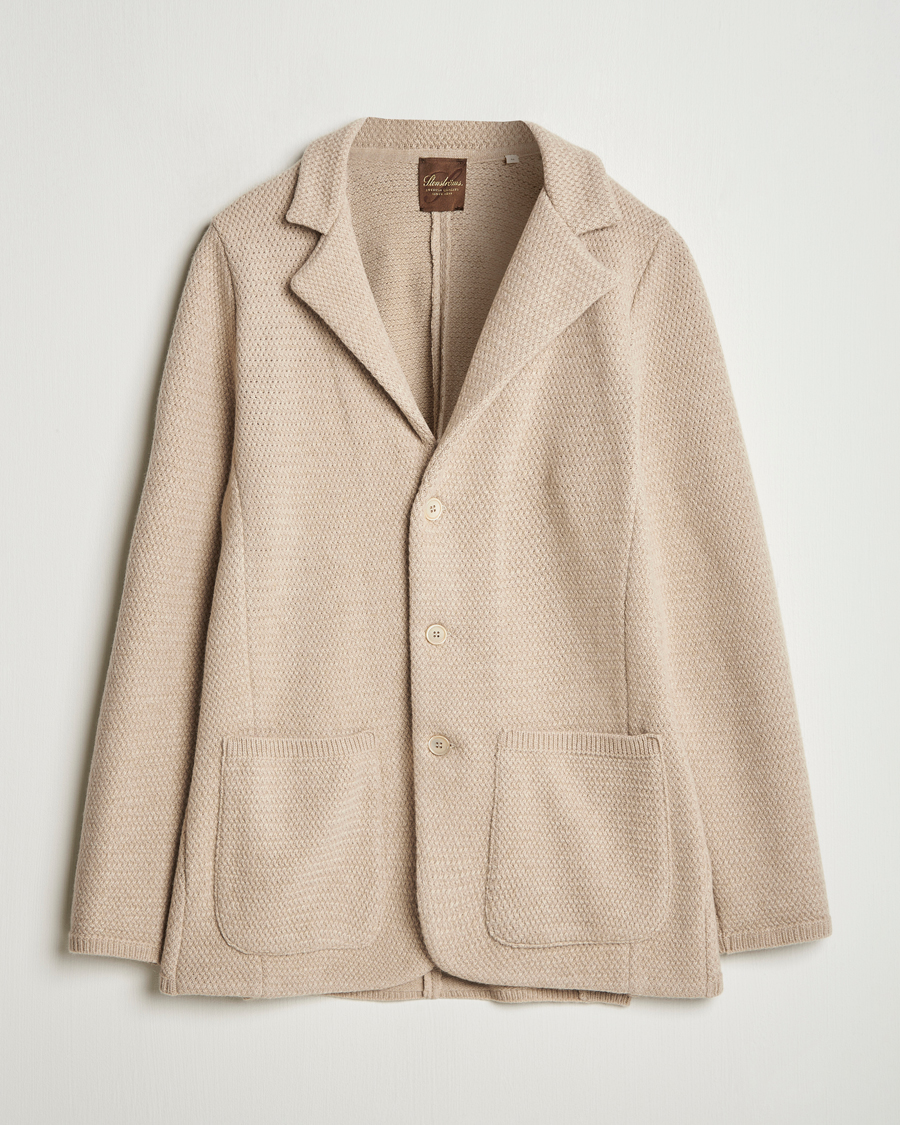 Herre | Blazere & jakker | Stenströms | Knitted Textured Merino Wool Blazer Beige