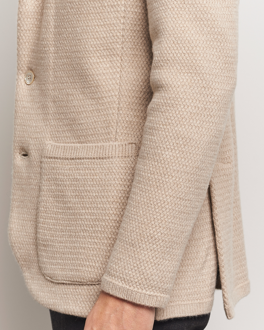 Herre | Blazere & jakker | Stenströms | Knitted Textured Merino Wool Blazer Beige