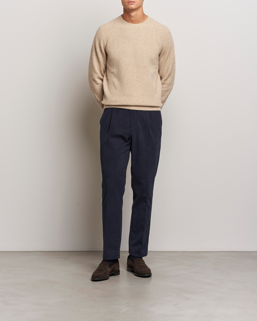 Herre | Trøjer | Stenströms | Knitted Ribbed Yak/Merino Sweater Beige