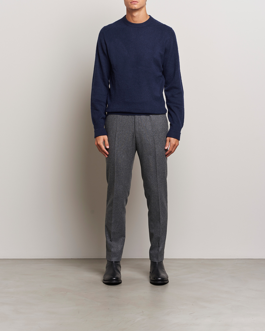Herre | Trøjer | Stenströms | Brushed Merino Crew Neck Navy