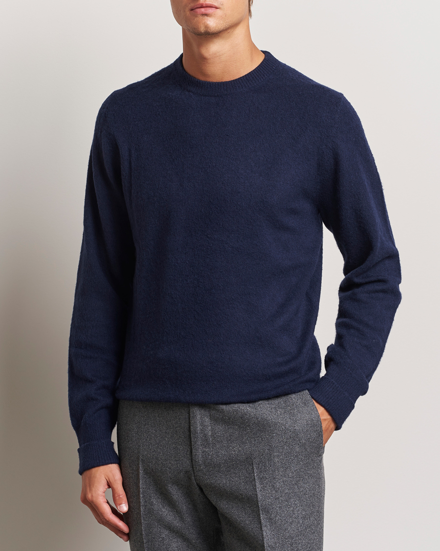 Herre | Trøjer | Stenströms | Brushed Merino Crew Neck Navy