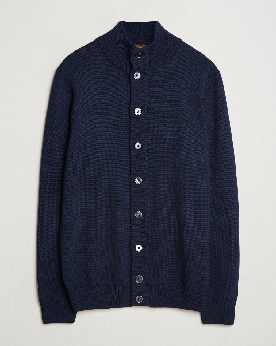 Herre | Trøjer | Stenströms | Chunky Knitted Merino Cardigan Navy